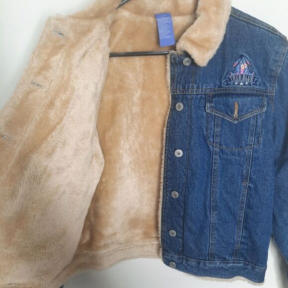 Disney Eeyore Denim Faux Fur Jacket Size Medium - Picture 5 of 9